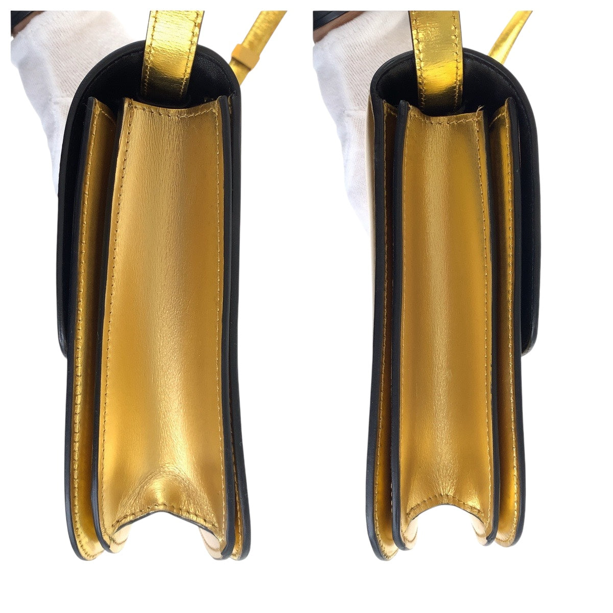 Celine Shoulder Bag Leather Gold Metal Shoulder Bag Pochette Women