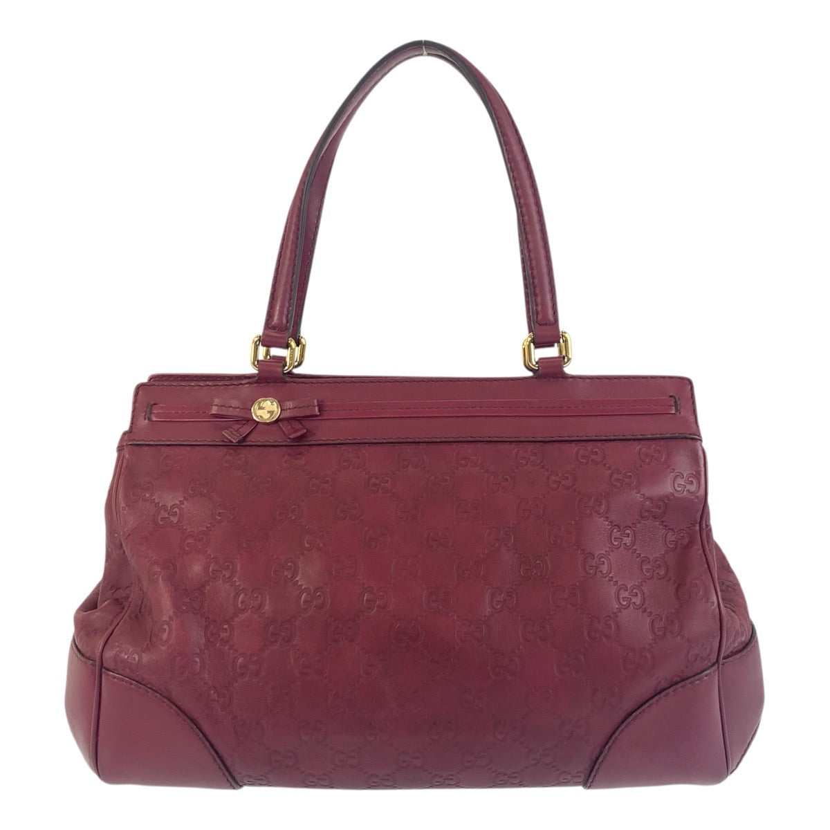 Gucci Tote Bag 257063 Leather Wine Red Gold Metal Tote Bag Shoulder Bag Guccisima Mayfair Women