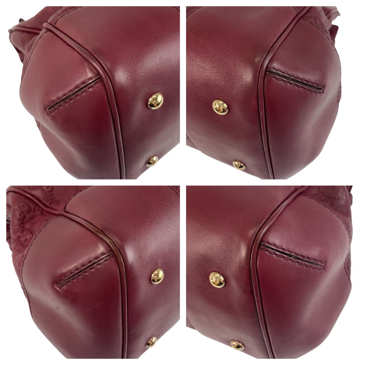 Gucci Tote Bag 257063 Leather Wine Red Gold Metal Tote Bag Shoulder Bag Guccisima Mayfair Women