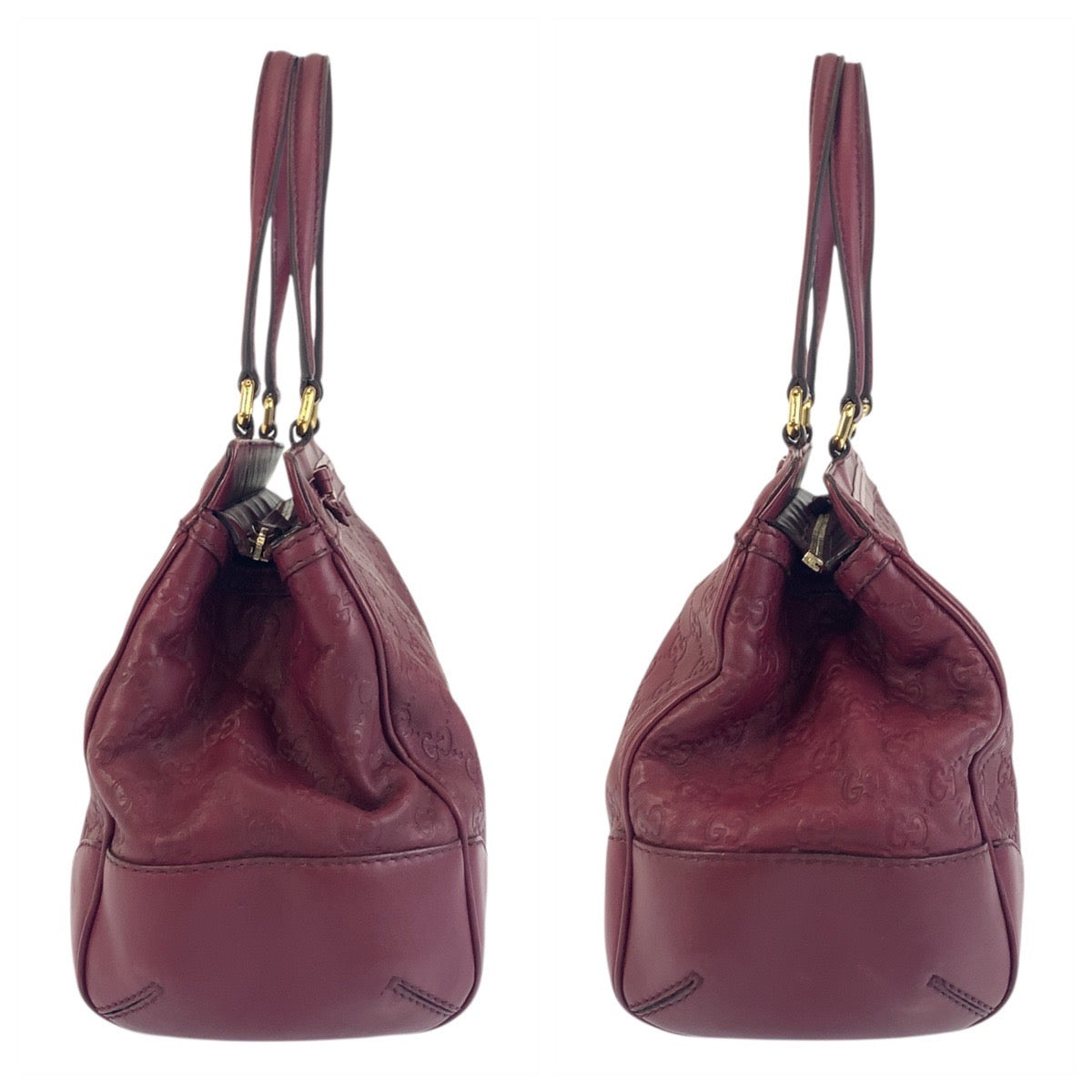 Gucci Tote Bag 257063 Leather Wine Red Gold Metal Tote Bag Shoulder Bag Guccisima Mayfair Women