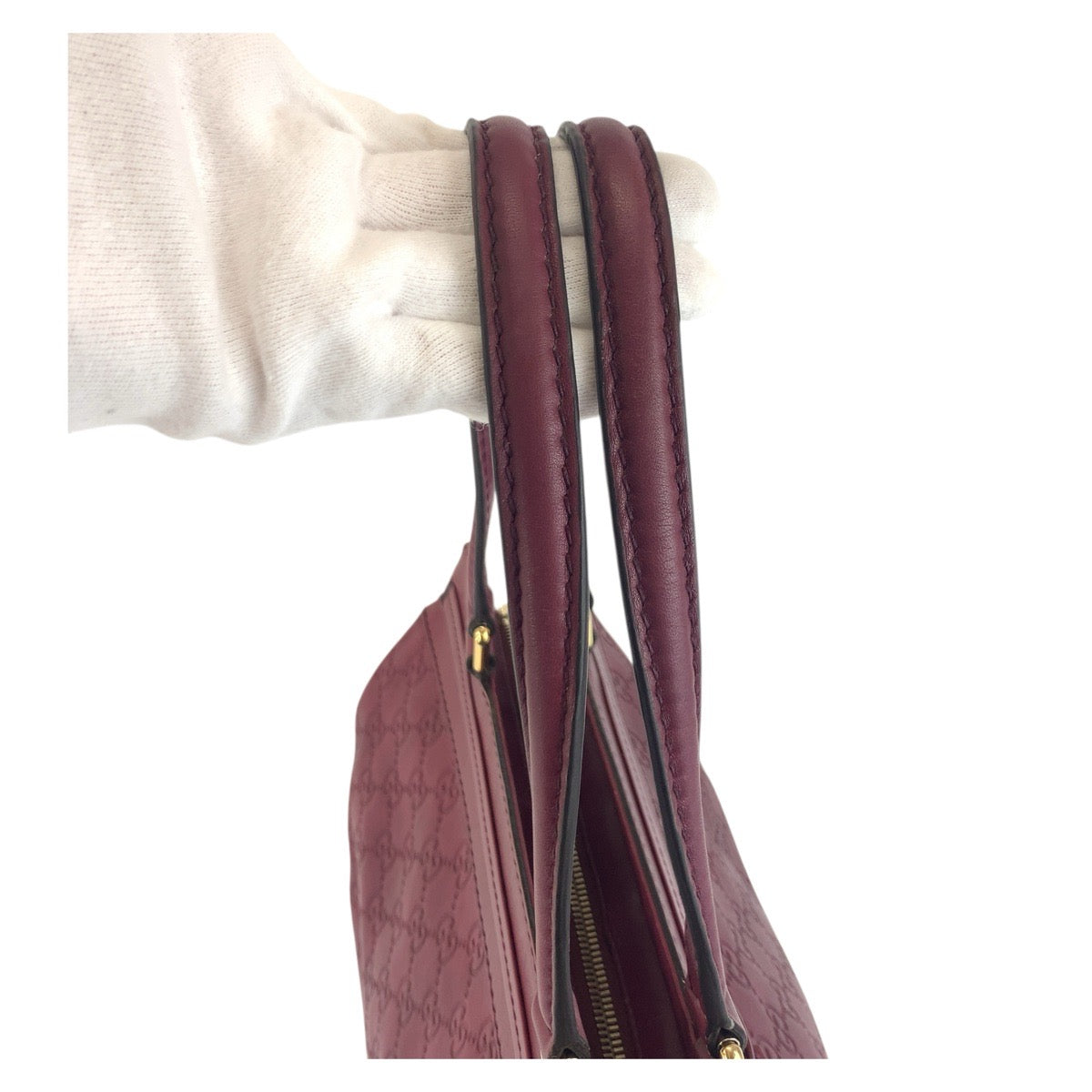 Gucci Tote Bag 257063 Leather Wine Red Gold Metal Tote Bag Shoulder Bag Guccisima Mayfair Women