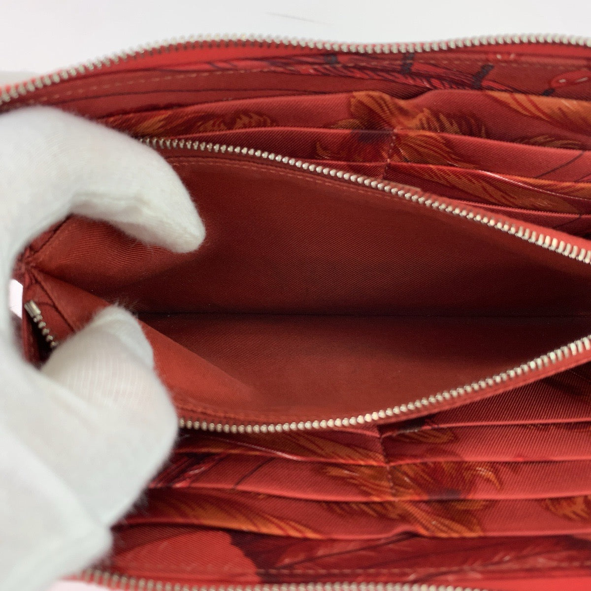 Hermes Long Wallet Purse Epsom Red Orange Long Wallet Purse Zip Around Azap Long Silk In Women