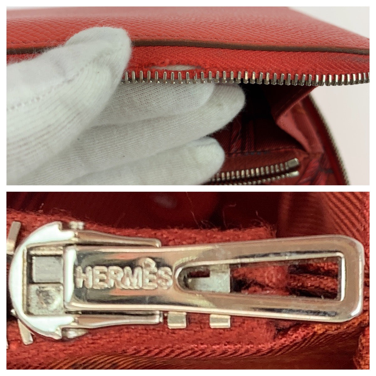 Hermes Long Wallet Purse Epsom Red Orange Long Wallet Purse Zip Around Azap Long Silk In Women