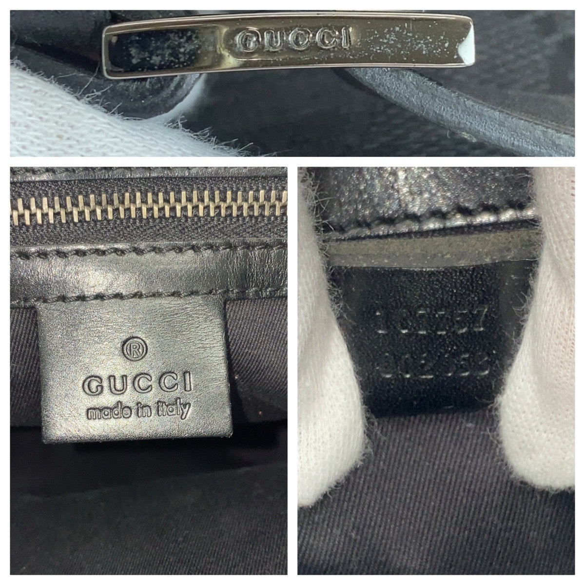 Gucci Tote Bag 107757 Gg Canvas, Leather Black Silvermetal Tote Bag Shoulder Bag Women