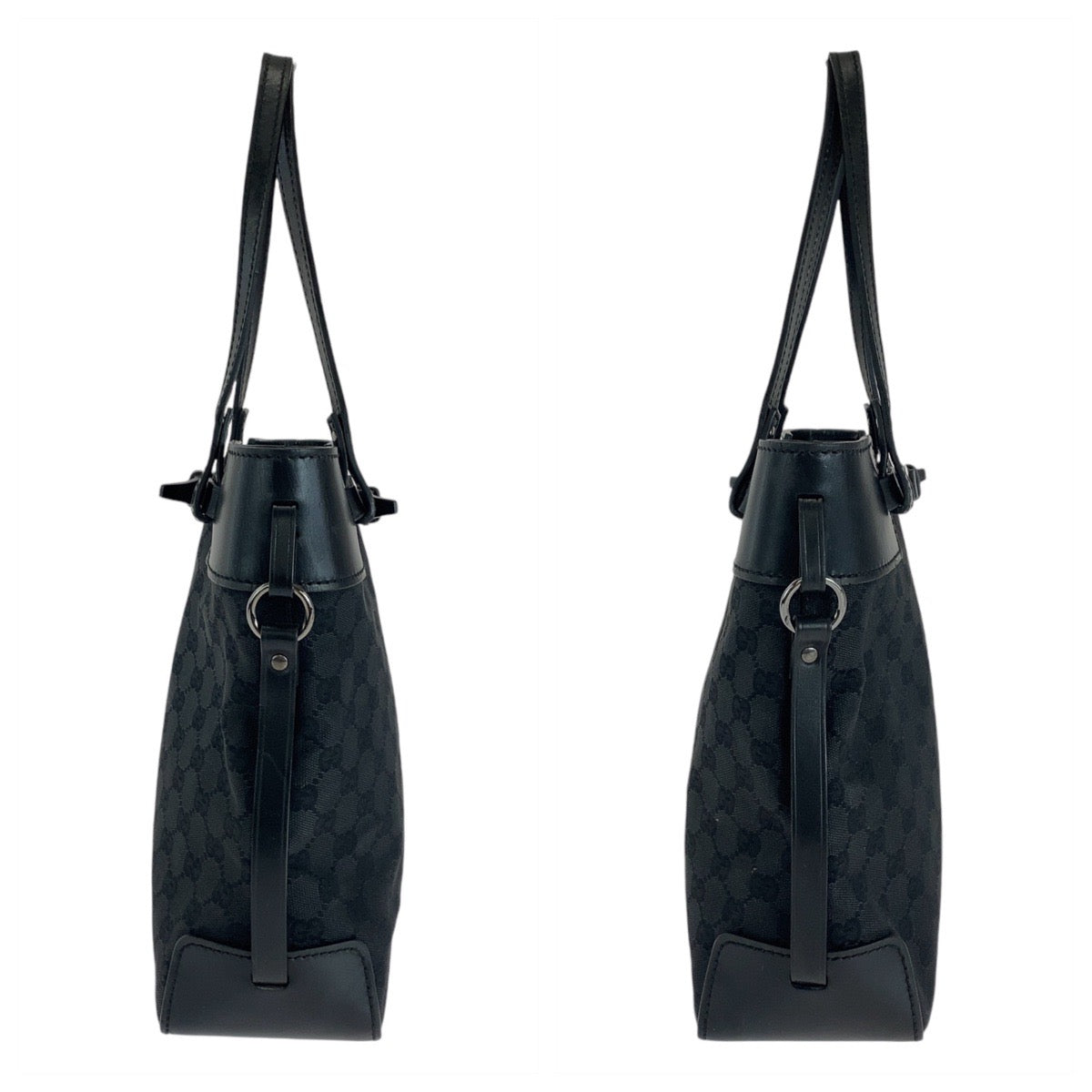Gucci Tote Bag 107757 Gg Canvas, Leather Black Silvermetal Tote Bag Shoulder Bag Women