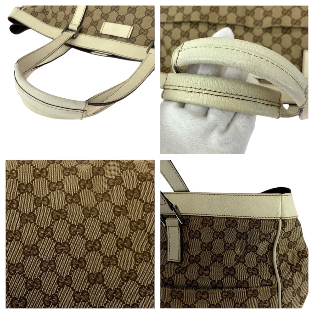 Gucci Tote Bag 153213 Gg Canvas Beige White Silvermetal Tote Bag Shoulder Bag Women