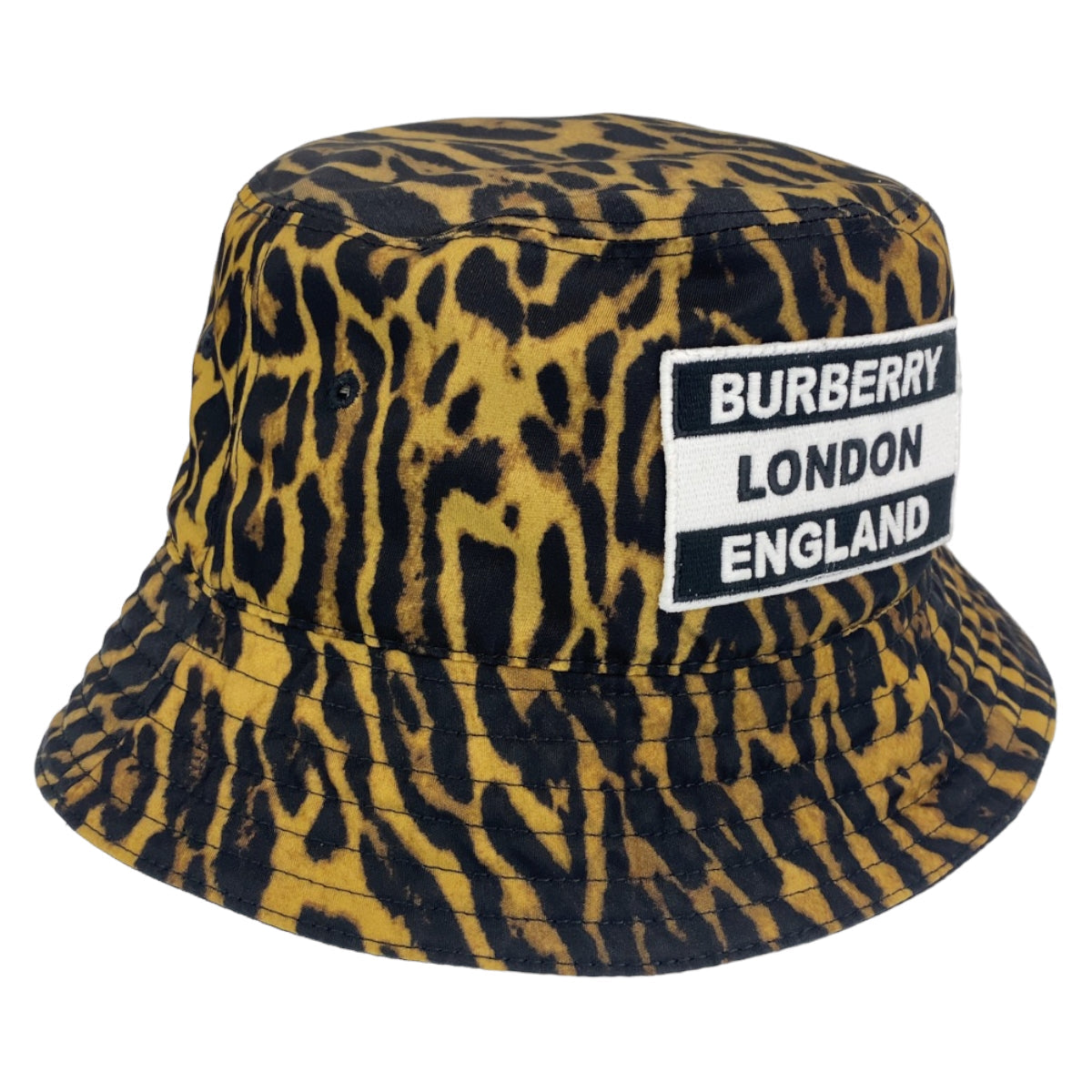 Burberry Hat Polyamide Brown Black Bucket Hat, Hat, Bucket Hat Leopard Pattern Leopard Pattern Mens