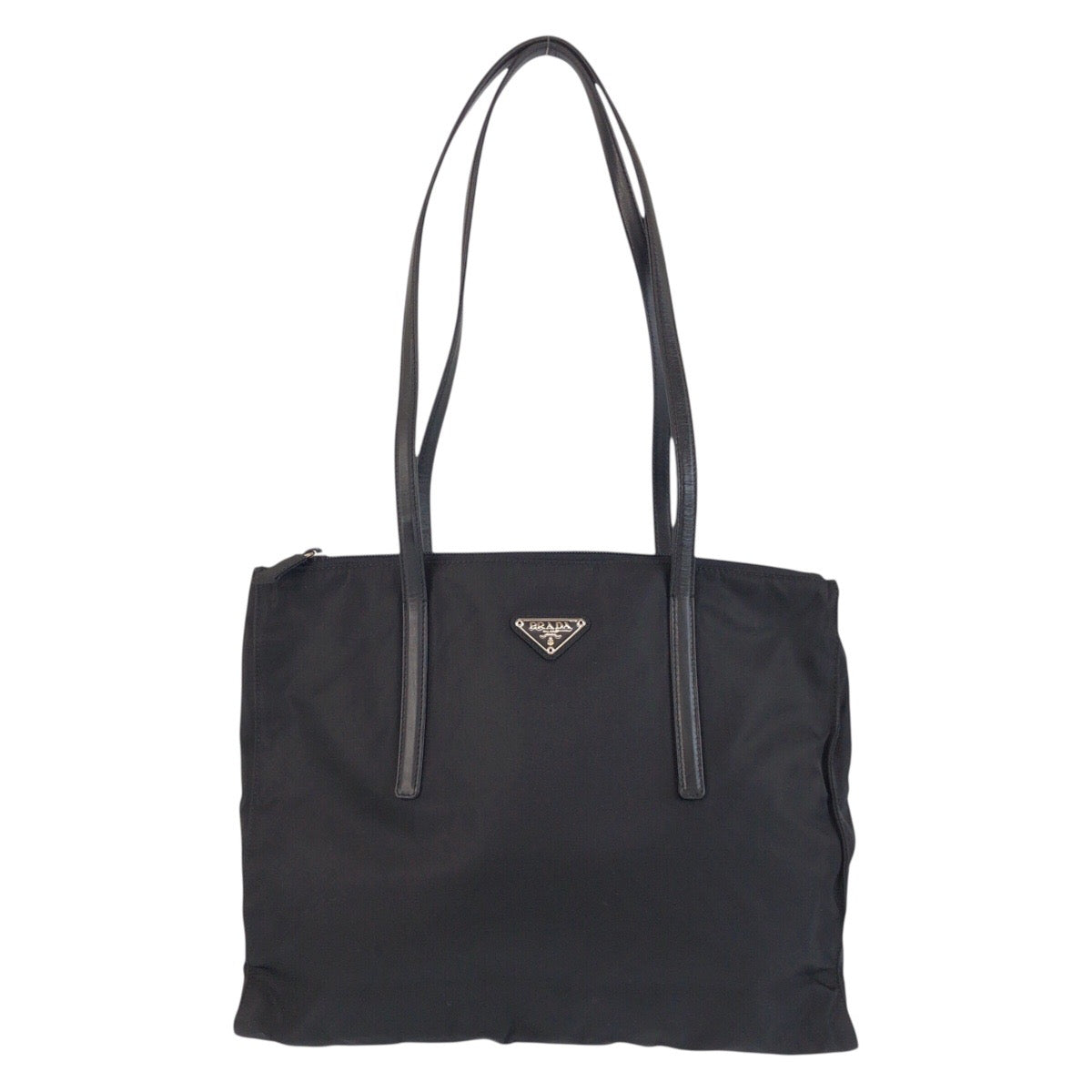 Prada Shoulder Bag Nylon Black Silvermetal Shoulder Bag Tote Bag Test Triangle With Logo Women