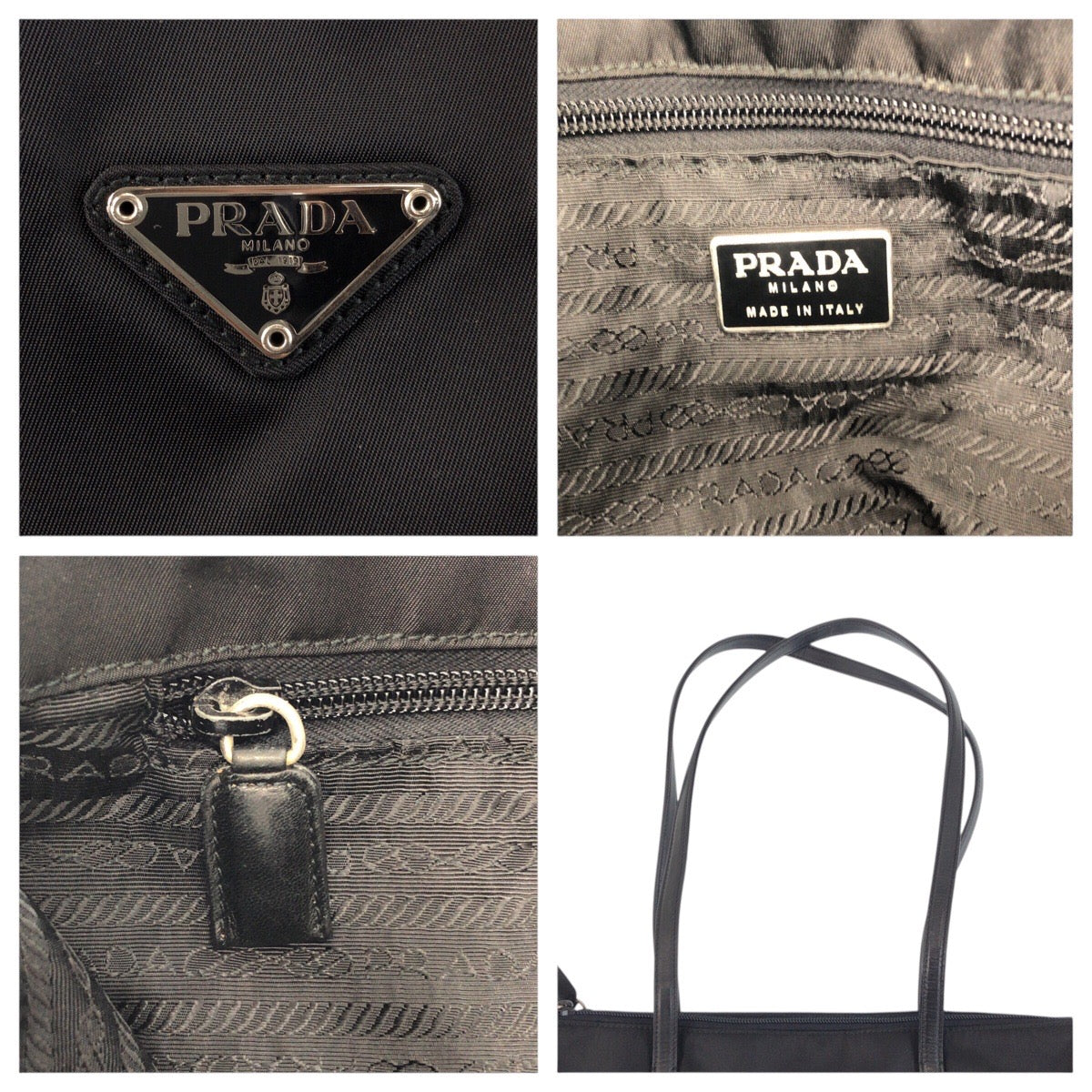 Prada Shoulder Bag Nylon Black Silvermetal Shoulder Bag Tote Bag Test Triangle With Logo Women