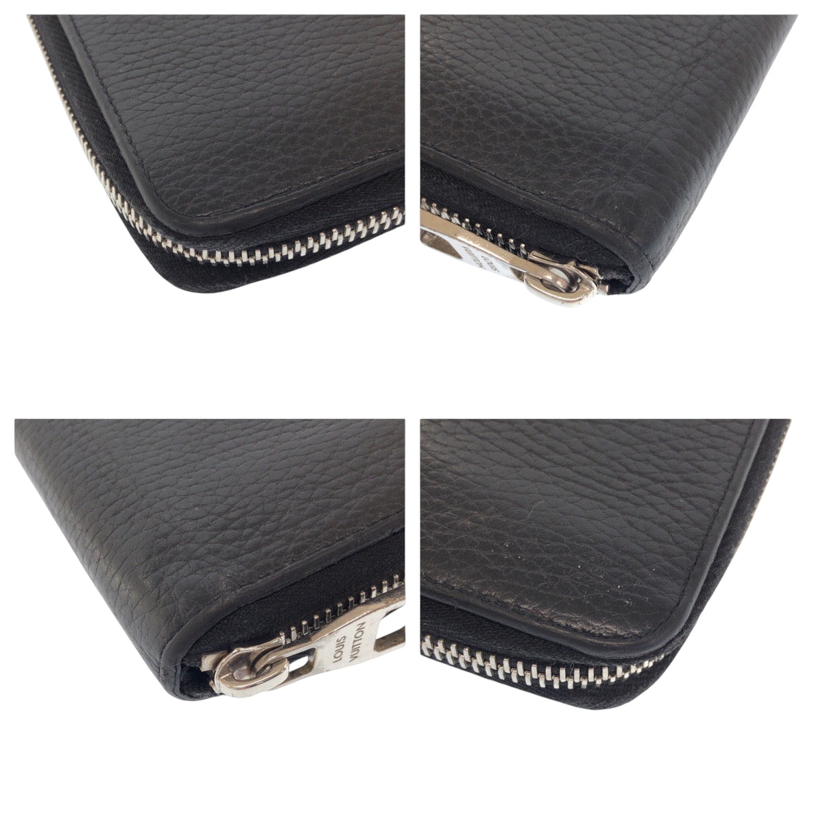 Louis Vuitton Long Wallet Purse M58412 Leather Black Silvermetal Long Wallet Purse Zip Around Zippy