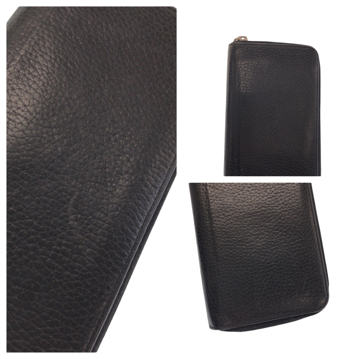 Louis Vuitton Long Wallet Purse M58412 Leather Black Silvermetal Long Wallet Purse Zip Around Zippy