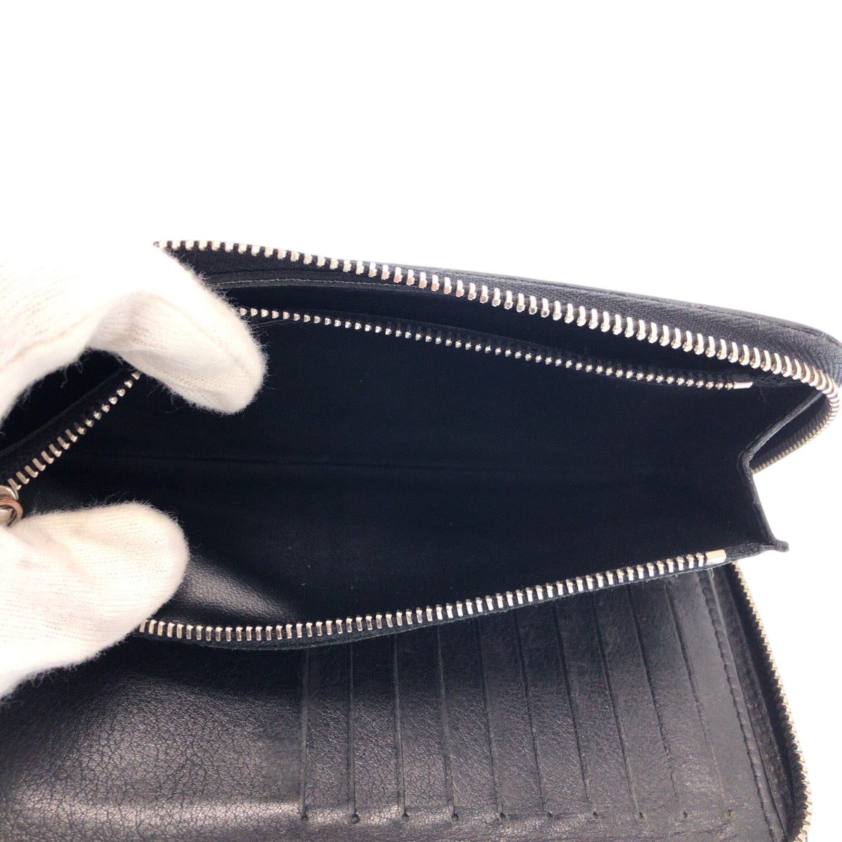 Louis Vuitton Long Wallet Purse M58412 Leather Black Silvermetal Long Wallet Purse Zip Around Zippy