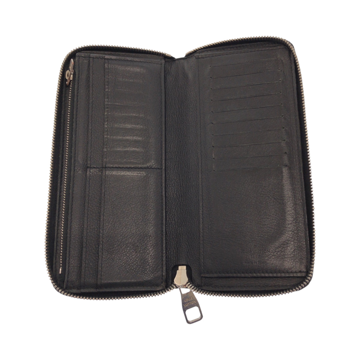 Louis Vuitton Long Wallet Purse M58412 Leather Black Silvermetal Long Wallet Purse Zip Around Zippy