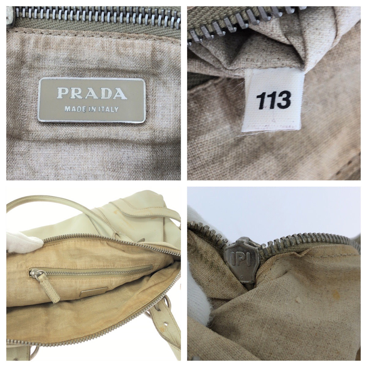 Prada Handbag Leather White Handbag Shoulder Bag Women