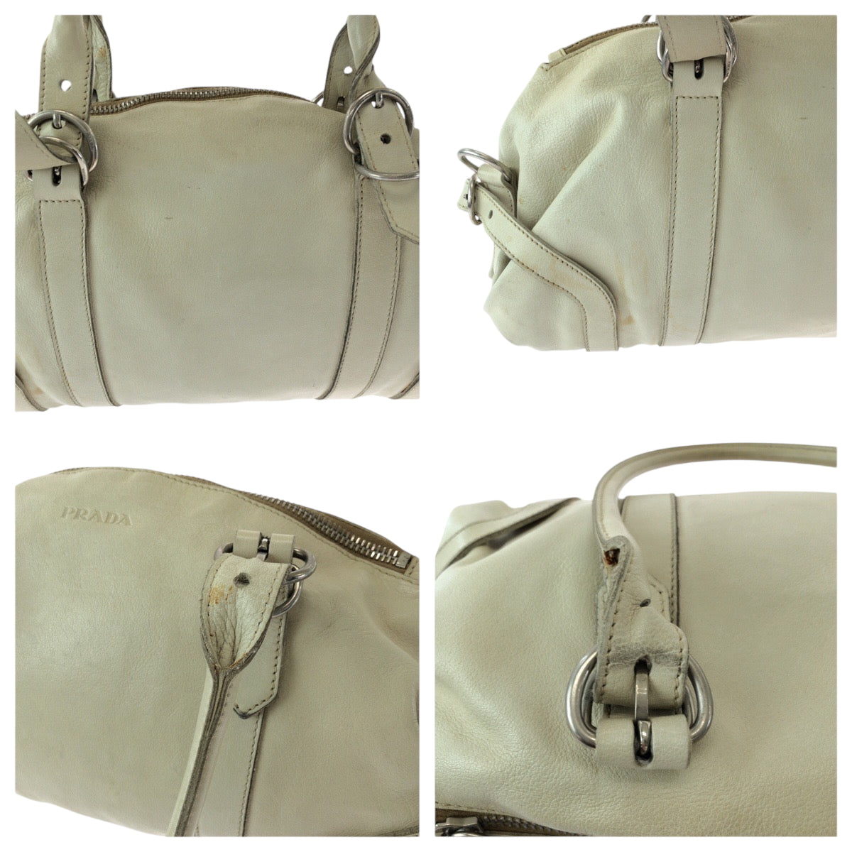 Prada Handbag Leather White Handbag Shoulder Bag Women