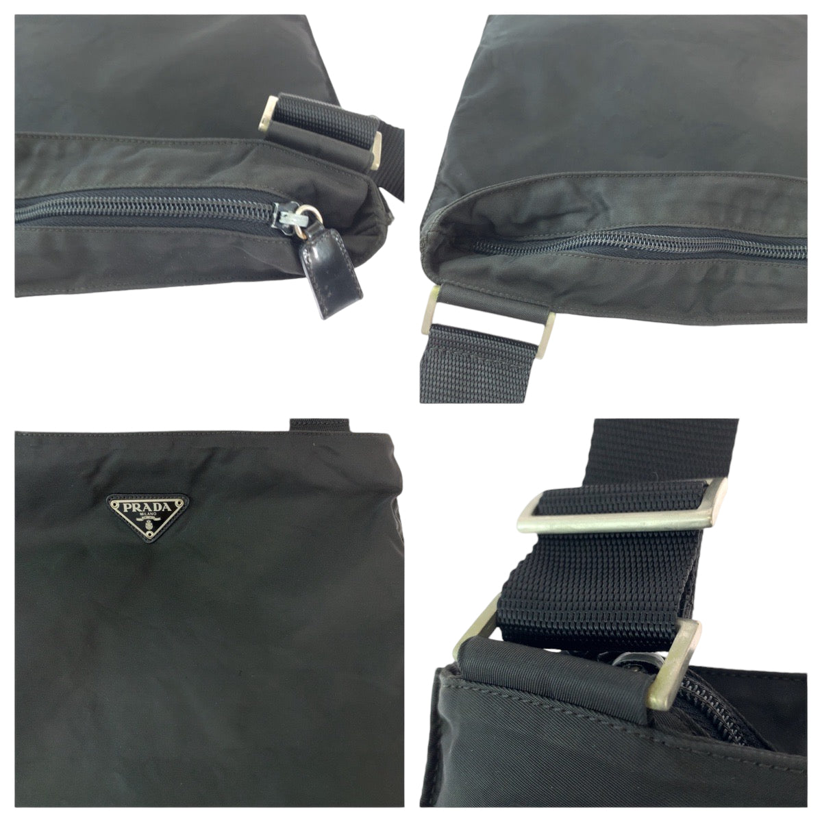 Prada Shoulder Bag Nylon Black Silvermetal Shoulder Bag Messenger Bag Test Triangle With Logo Women