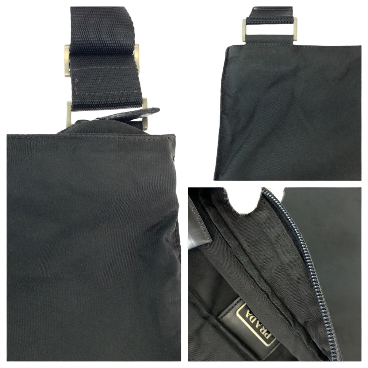 Prada Shoulder Bag Nylon Black Silvermetal Shoulder Bag Messenger Bag Test Triangle With Logo Women