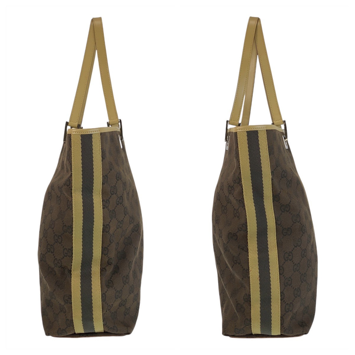Gucci Tote Bag 31243 Gg Canvas, Leather Brown Beige Silvermetal Tote Bag Shoulder Bag Women