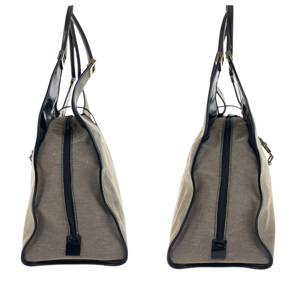 Gucci Shoulder Bag 019 0345 Canvas, Leather Gray Beige Black Gold Metal Shoulder Bag Unisex Jackie
