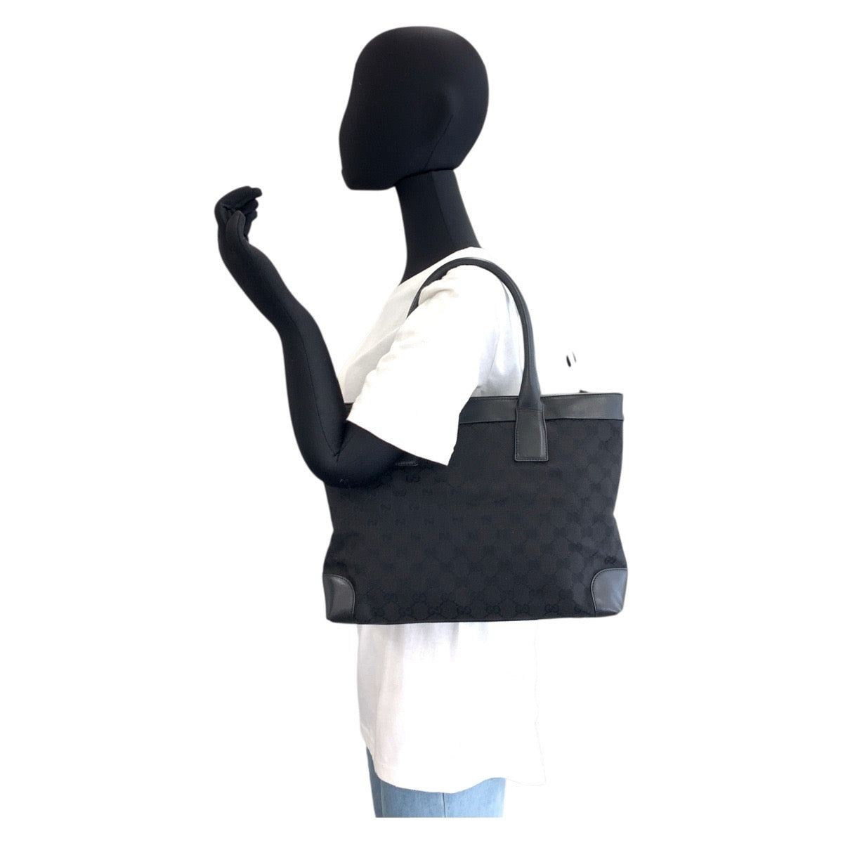Gucci Tote Bag 002 1119 Gg Canvas, Leather Black Black Tote Bag Shoulder Bag Women