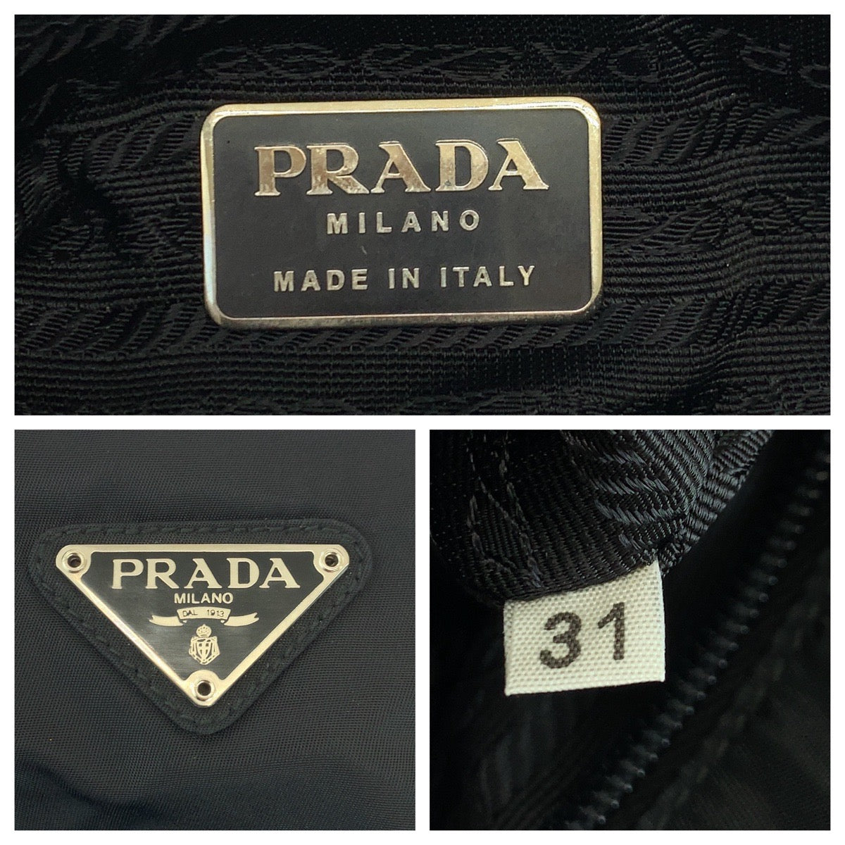Prada Tote Bag Nylon Black Silvermetal Tote Bag Handbag Test Triangle With Logo Women