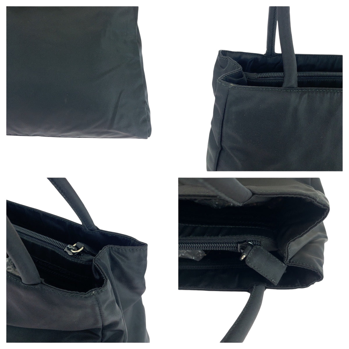 Prada Tote Bag Nylon Black Silvermetal Tote Bag Handbag Test Triangle With Logo Women