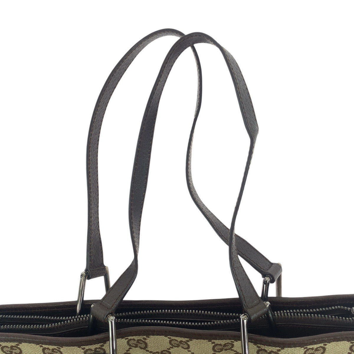 Gucci Tote Bag 139552 Gg Canvas, Leather Brown Silver Metal Tote Bag Shoulder Bag Women