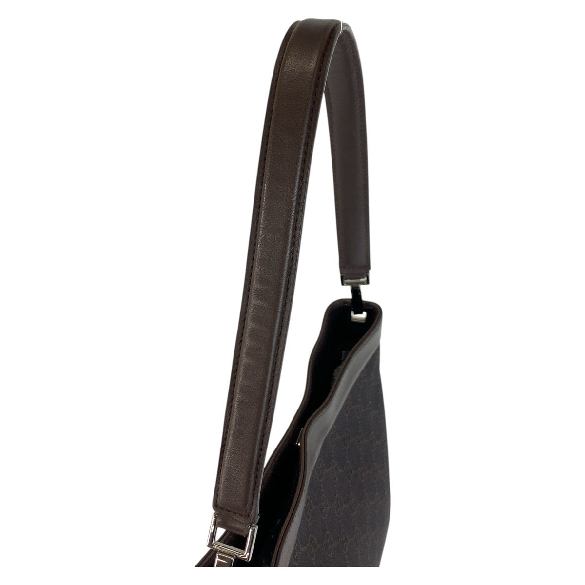 Gucci Shoulder Bag 143745 Gg Canvas, Leather Brown Silver Metal Women