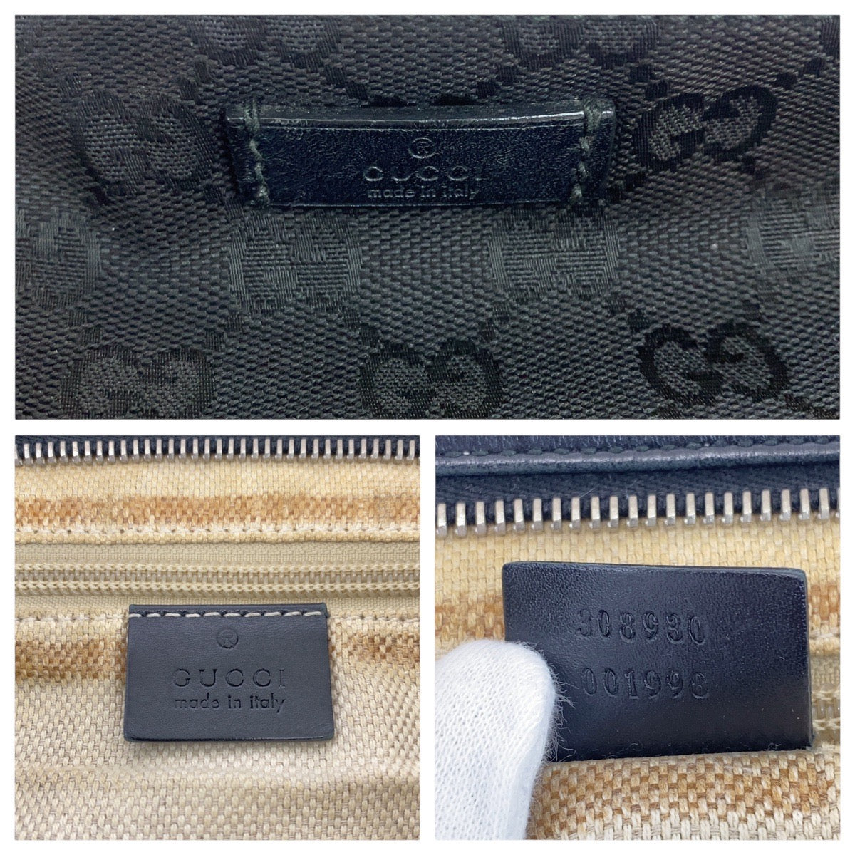 Gucci Shoulder Bag 308930 Gg Canvas, Leather Black Crossbody Shoulder Bag Unisex Sherry Line Women
