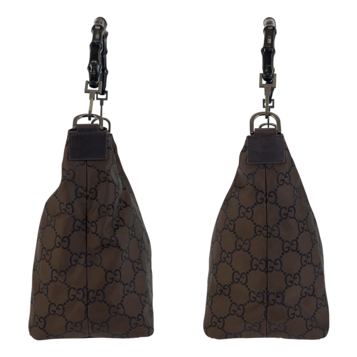 Gucci Shoulder Bag 000 0531 Nylon Brown Bamboo Gg Pattern Women