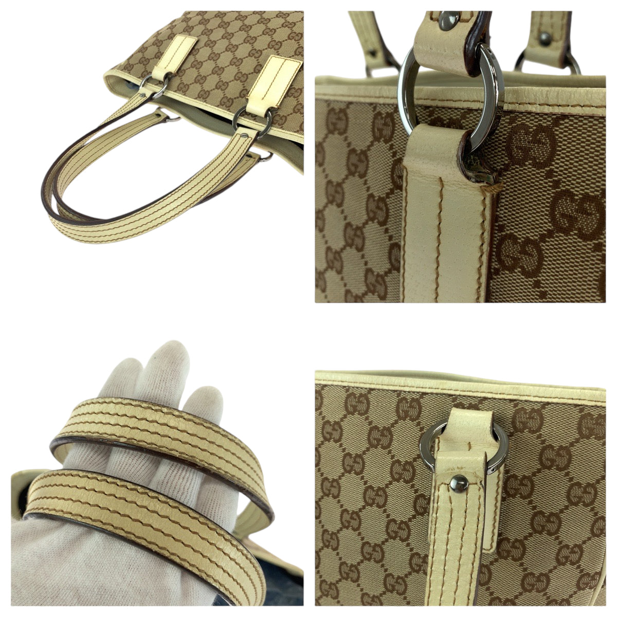 Gucci Tote Bag 113019 Gg Canvas Beige Brown Tote Bag Shoulder Bag Women