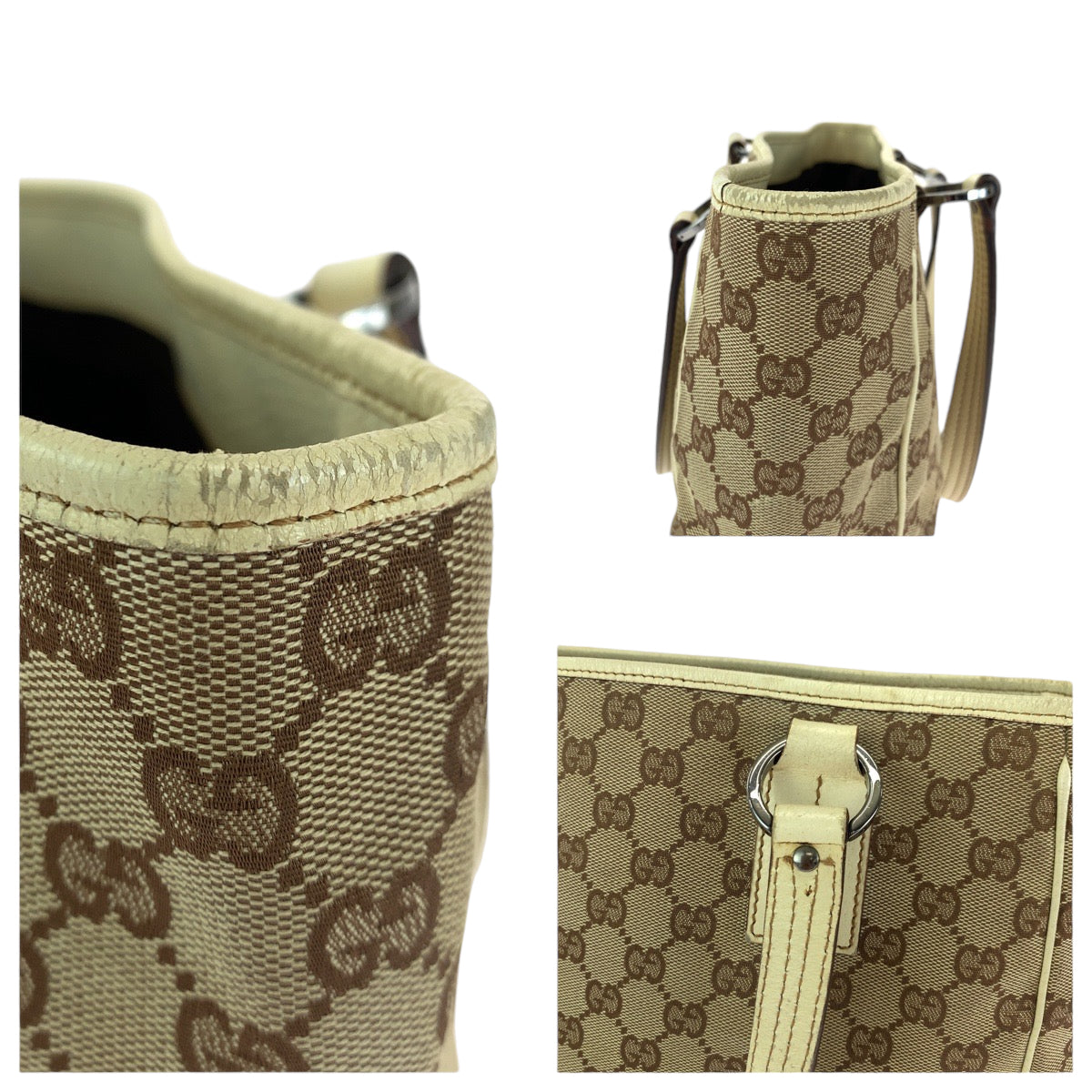 Gucci Tote Bag 113019 Gg Canvas Beige Brown Tote Bag Shoulder Bag Women