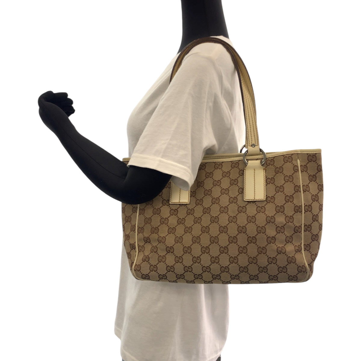 Gucci Tote Bag 113019 Gg Canvas Beige Brown Tote Bag Shoulder Bag Women