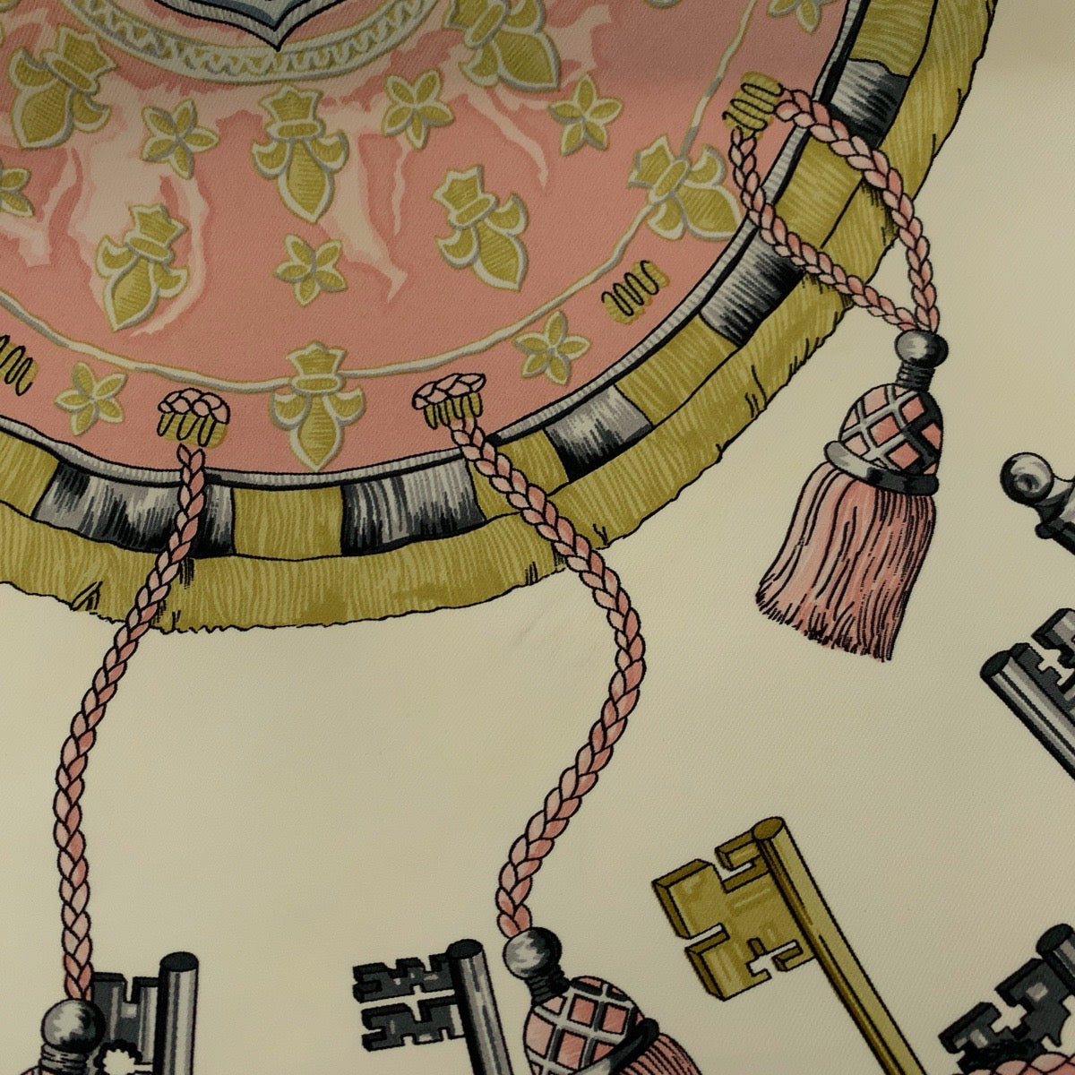 Hermes Scarf Silk Pink Multicolor Carre90 Les Cles