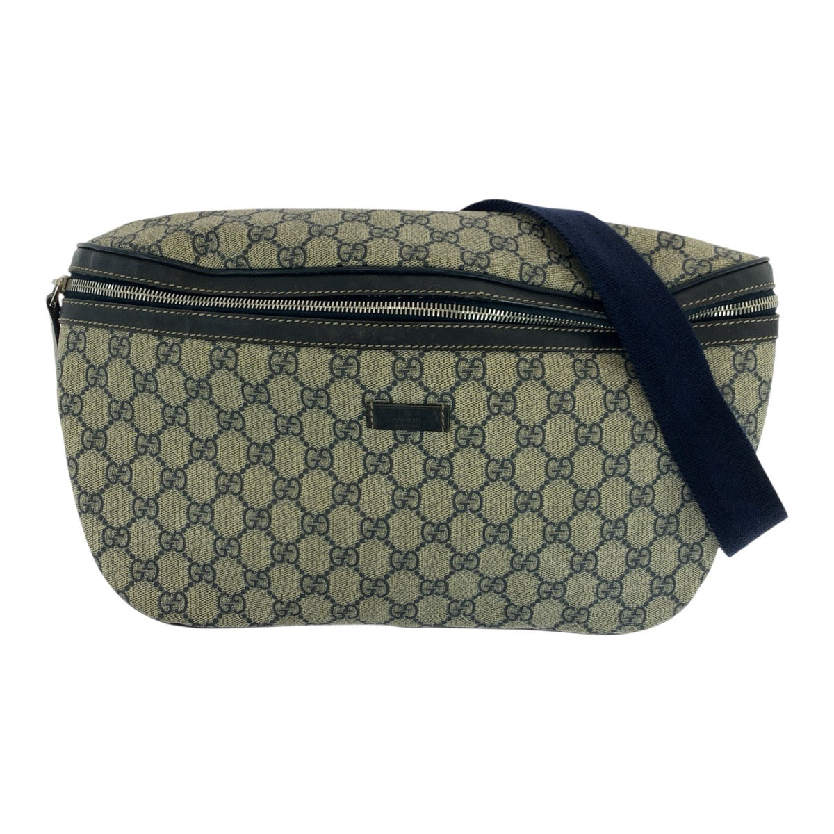 Gucci Shoulder Bag 211110 Gg Supreme Canvas Beige Navy Silvermetal Shoulder Bag Bum Bag Sling Bag