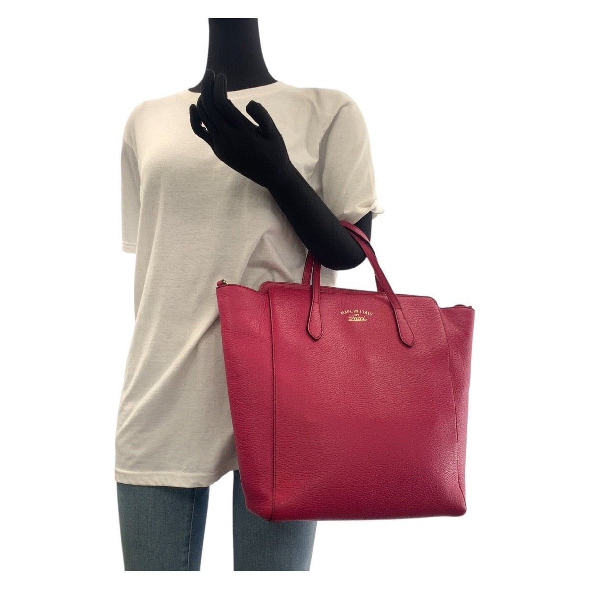 Gucci Tote Bag 368824 Leather Pink Gold Metal Tote Bag Shoulder Bag 2Way Swing Women
