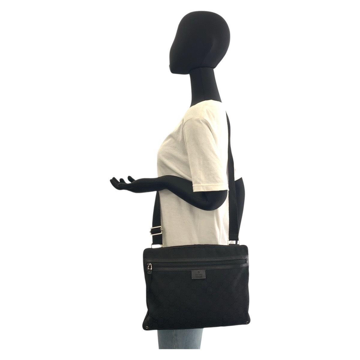 Gucci Shoulder Bag 90476 Gg Canvas, Leather Black Shoulder Bag Messenger Bag Unisex Women
