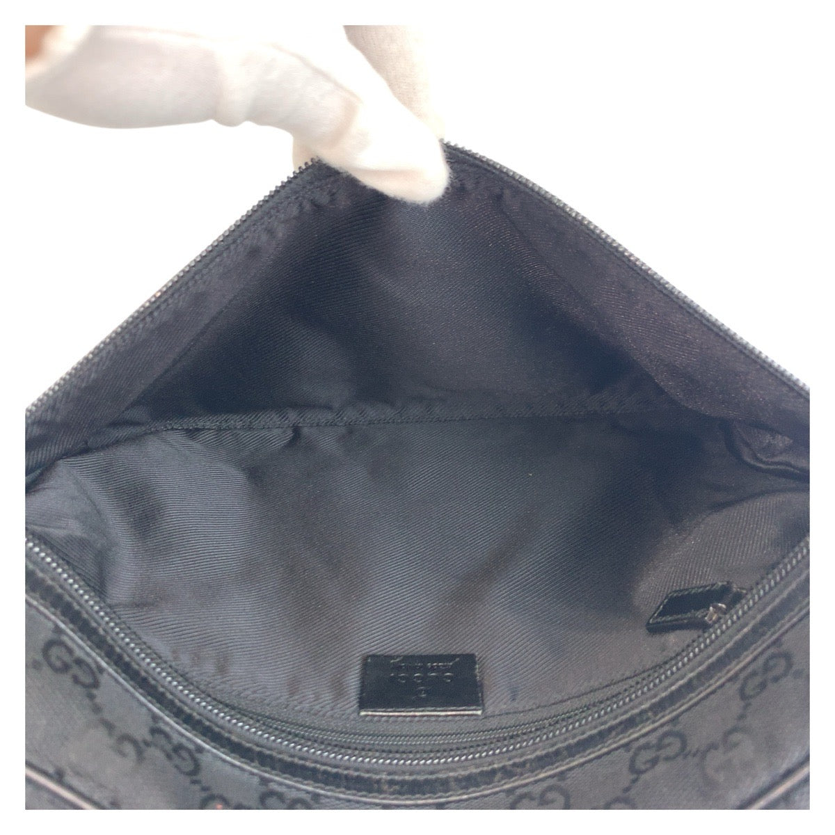 Gucci Shoulder Bag 90476 Gg Canvas, Leather Black Shoulder Bag Messenger Bag Unisex Women