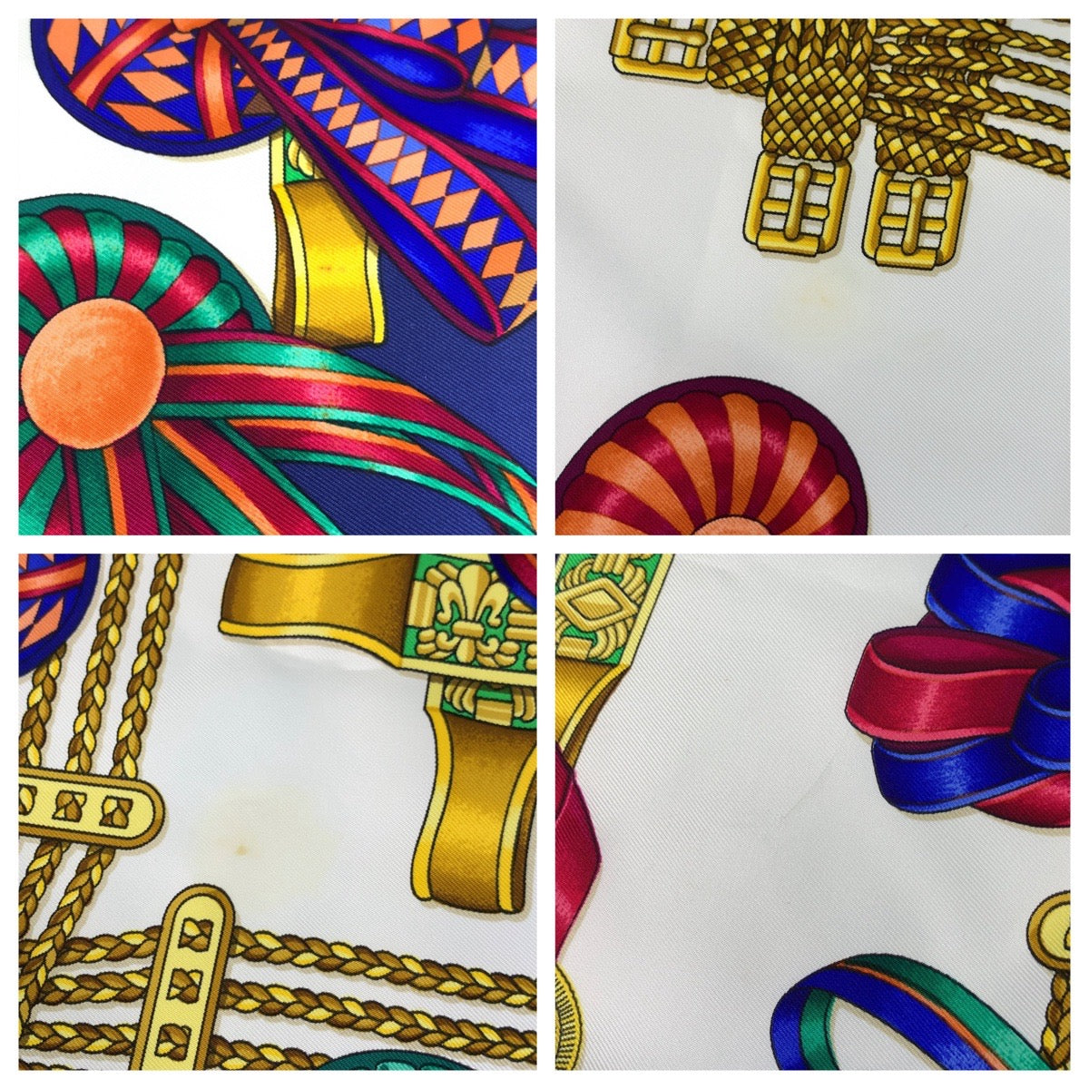 Hermes Scarf Silk Blue Multicolor Les Rubans Du Cheval Carre90