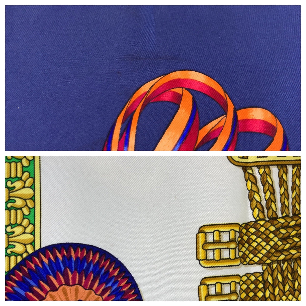Hermes Scarf Silk Blue Multicolor Les Rubans Du Cheval Carre90