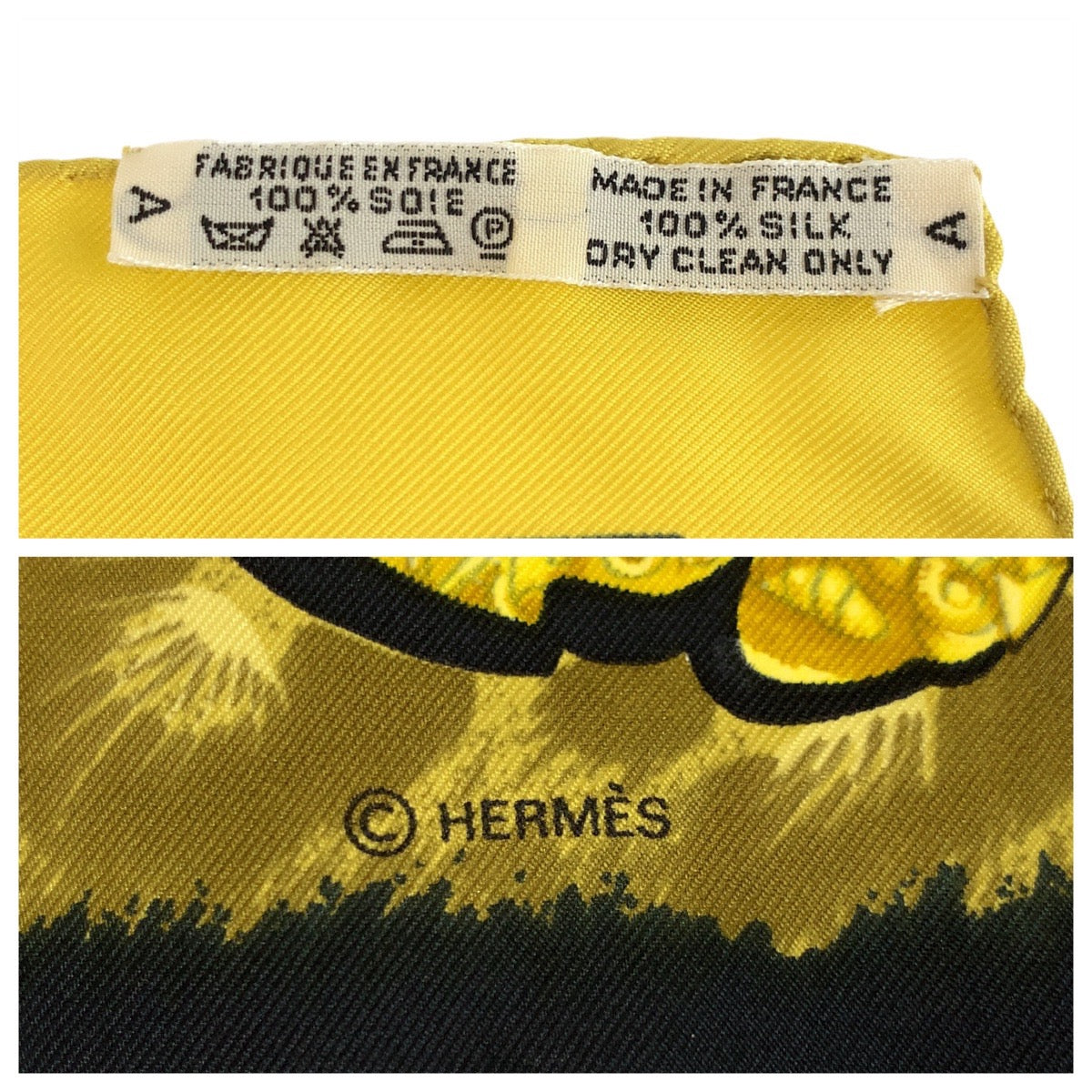 Hermes Scarf Silk Yellow Black Casques Et Plumets Carre90