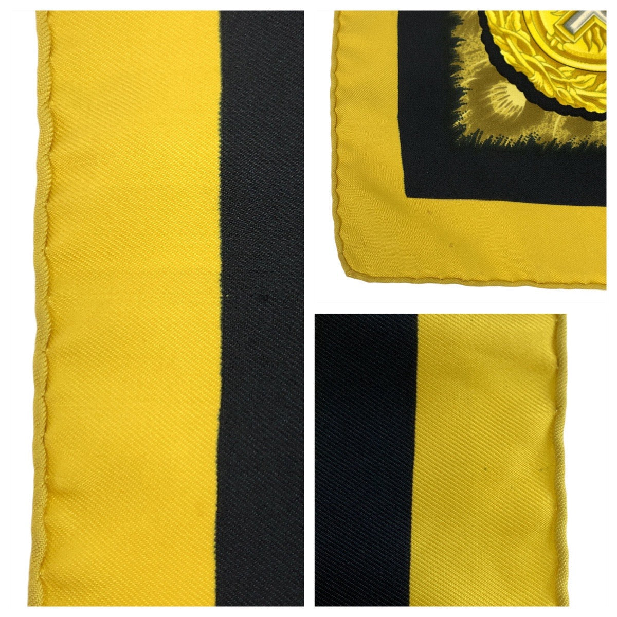 Hermes Scarf Silk Yellow Black Casques Et Plumets Carre90