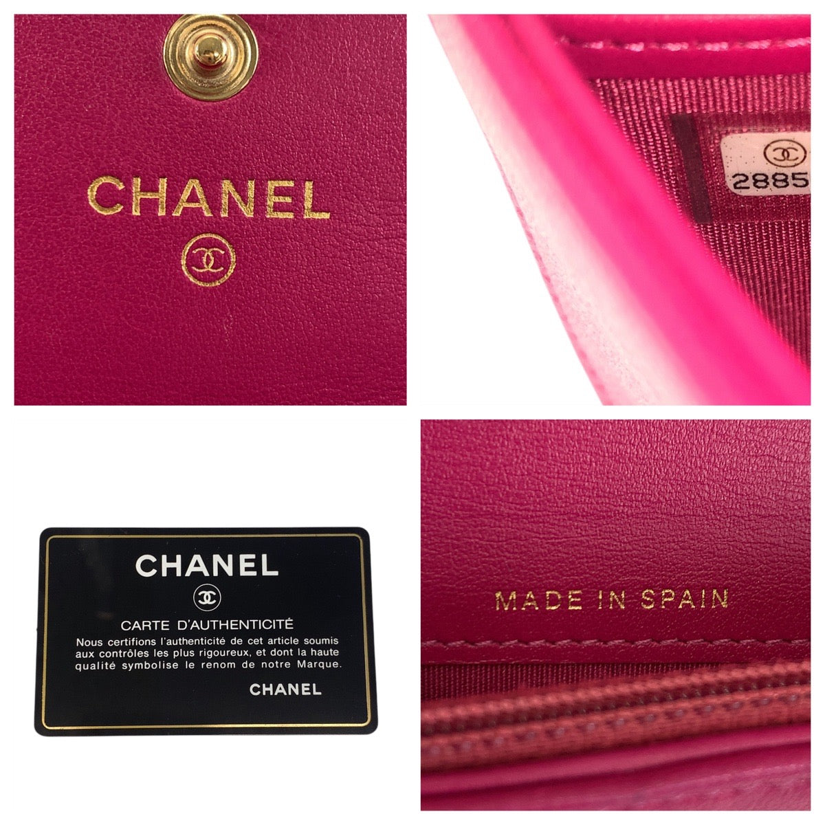 Chanel Long Wallet Purse Leather Pink Gold Metal Long Wallet Purse Coco Mark Women