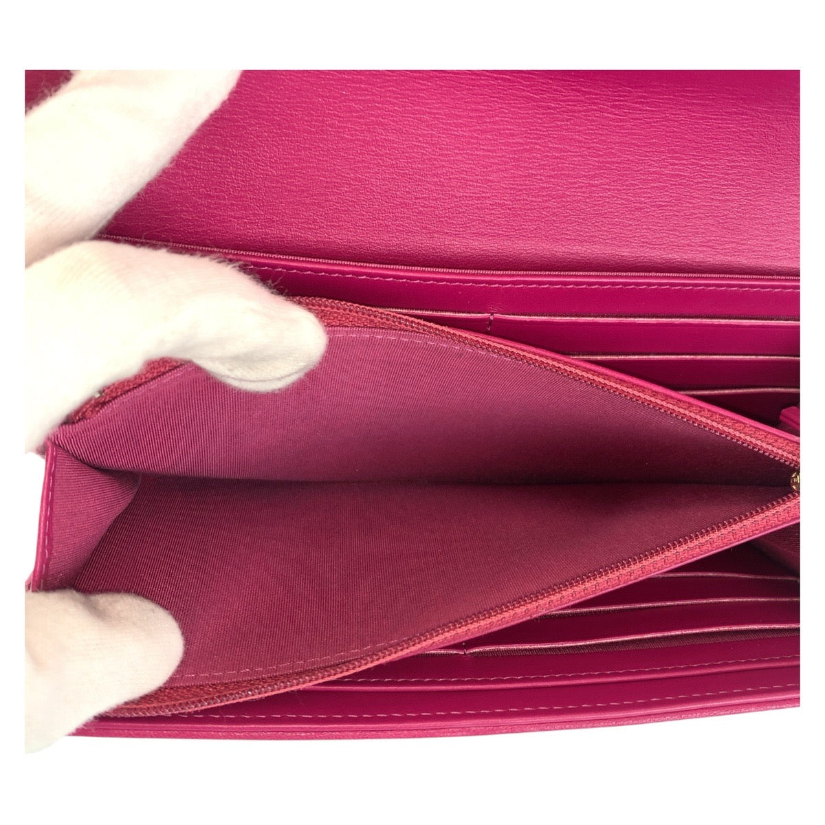 Chanel Long Wallet Purse Leather Pink Gold Metal Long Wallet Purse Coco Mark Women