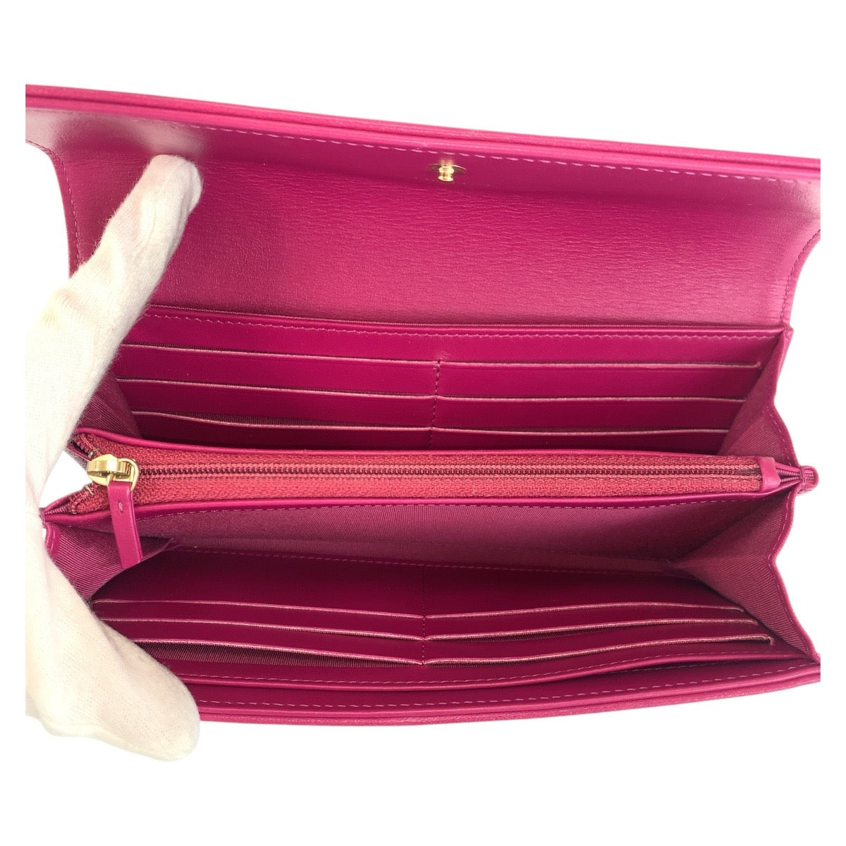 Chanel Long Wallet Purse Leather Pink Gold Metal Long Wallet Purse Coco Mark Women