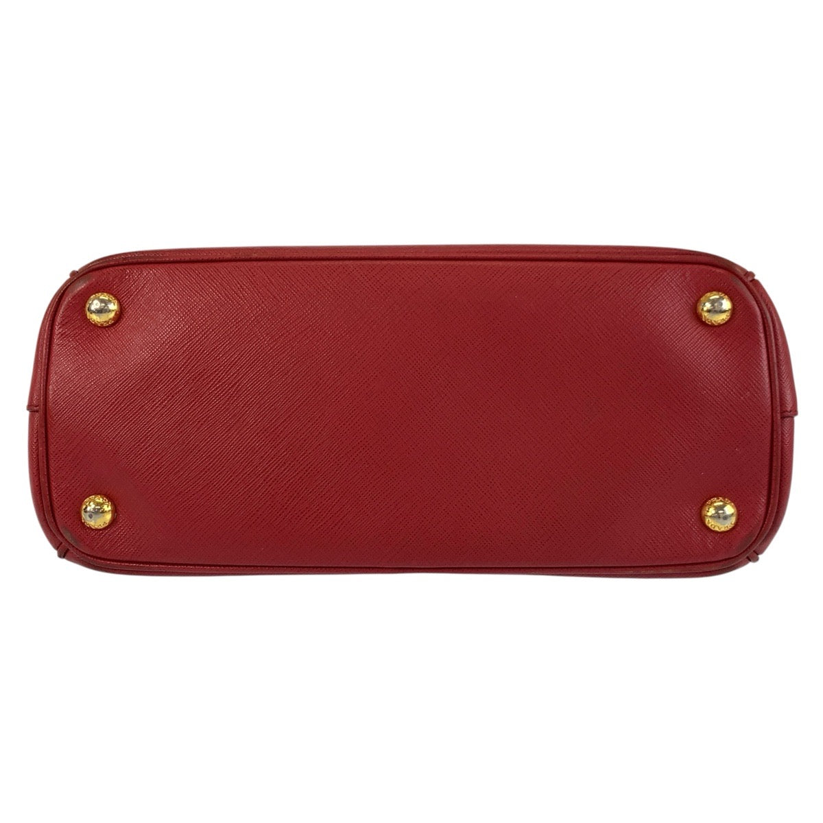 Prada Handbag Leather Red Gold Metal Handbag Tote Bag Safiano Galleria Women