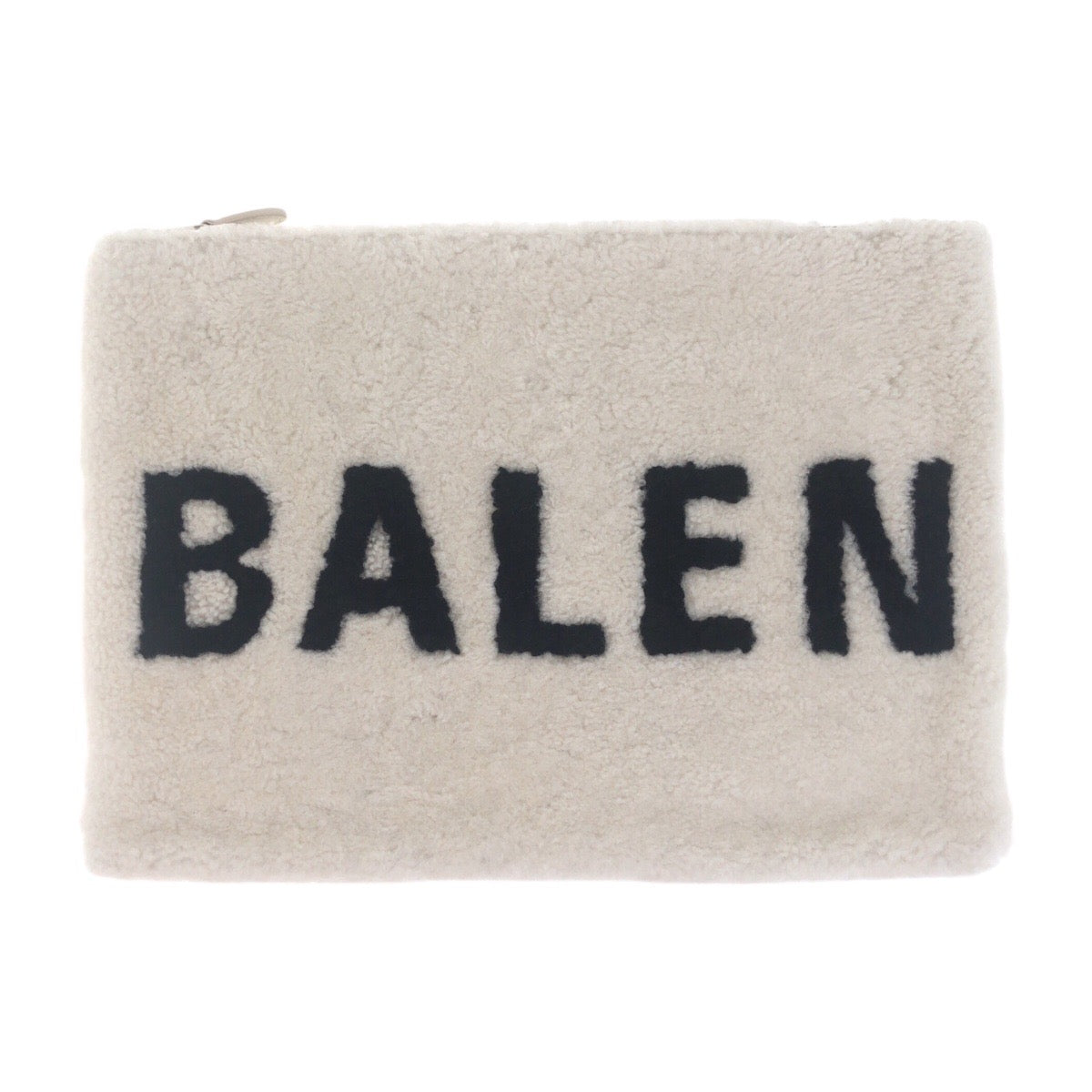 Balenciaga Clutch Bag 492681 Mouton White Silvermetal Clutch Bag Unisex Shearing Logo Mens