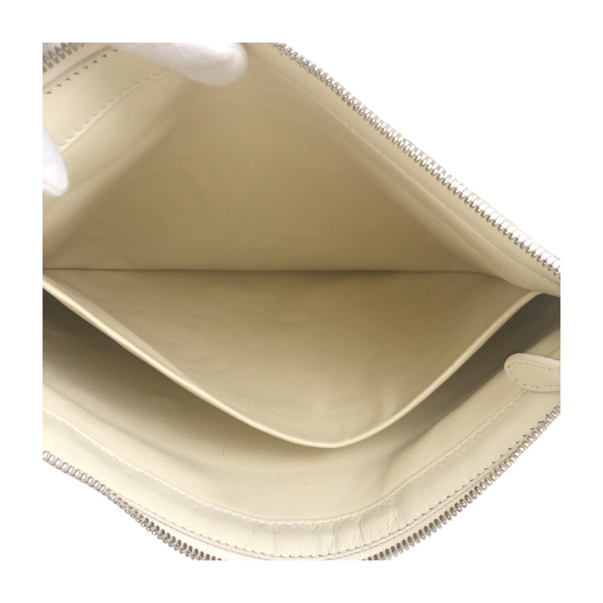 Balenciaga Clutch Bag 492681 Mouton White Silvermetal Clutch Bag Unisex Shearing Logo Mens