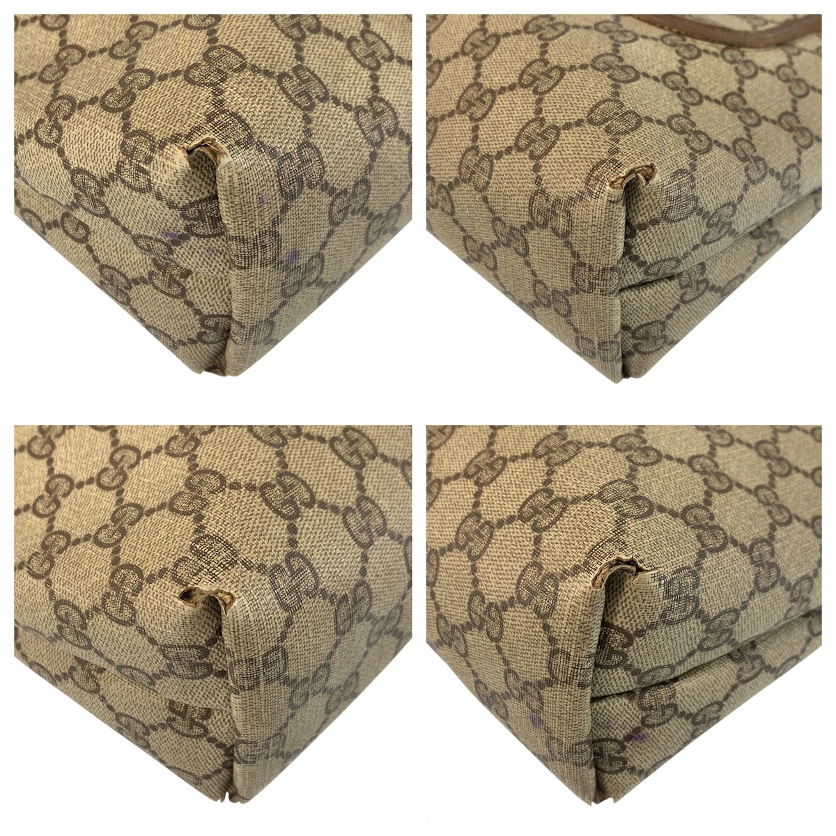 Gucci Tote Bag 39 02 003 Gg Supreme Canvas, Leather Beige Brown Gold Metal Tote Bag Shoulder Bag