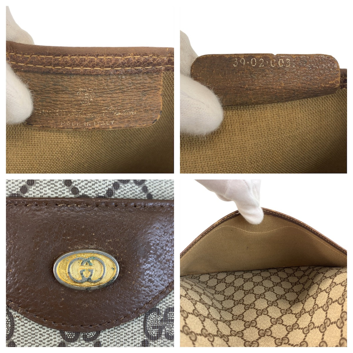 Gucci Tote Bag 39 02 003 Gg Supreme Canvas, Leather Beige Brown Gold Metal Tote Bag Shoulder Bag